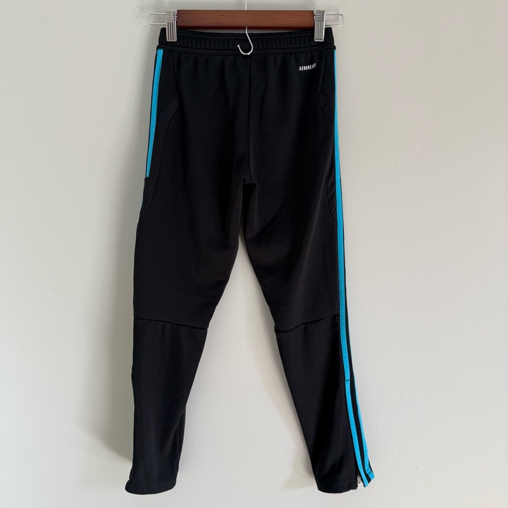 Adidas Kids Black Joggers with Blue and Yellow Details - Picture 6 of 8